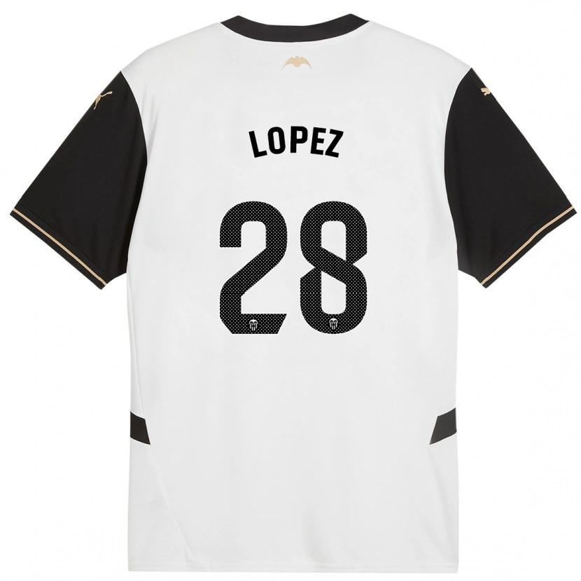 Danxen Hombre Camiseta Saray Lopez #28 Blanco Negro 1ª Equipación 2024/25 La Camisa