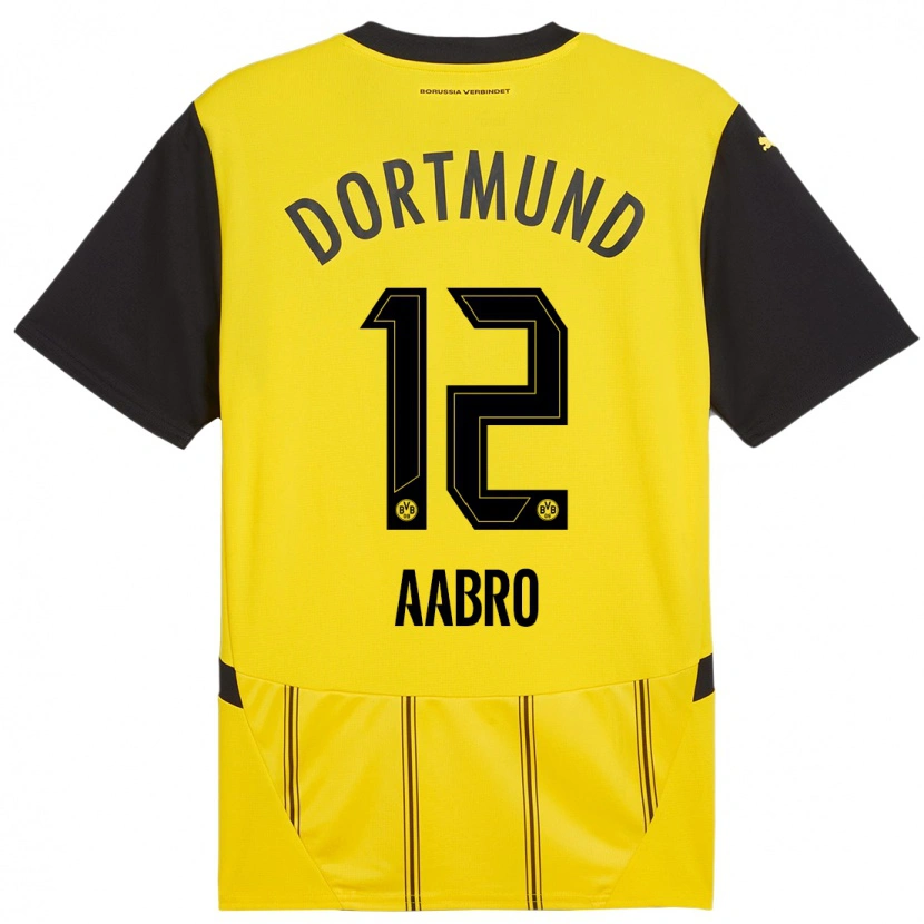 Danxen Hombre Camiseta Gustav Aabro #12 Amarillo Negro 1ª Equipación 2024/25 La Camisa