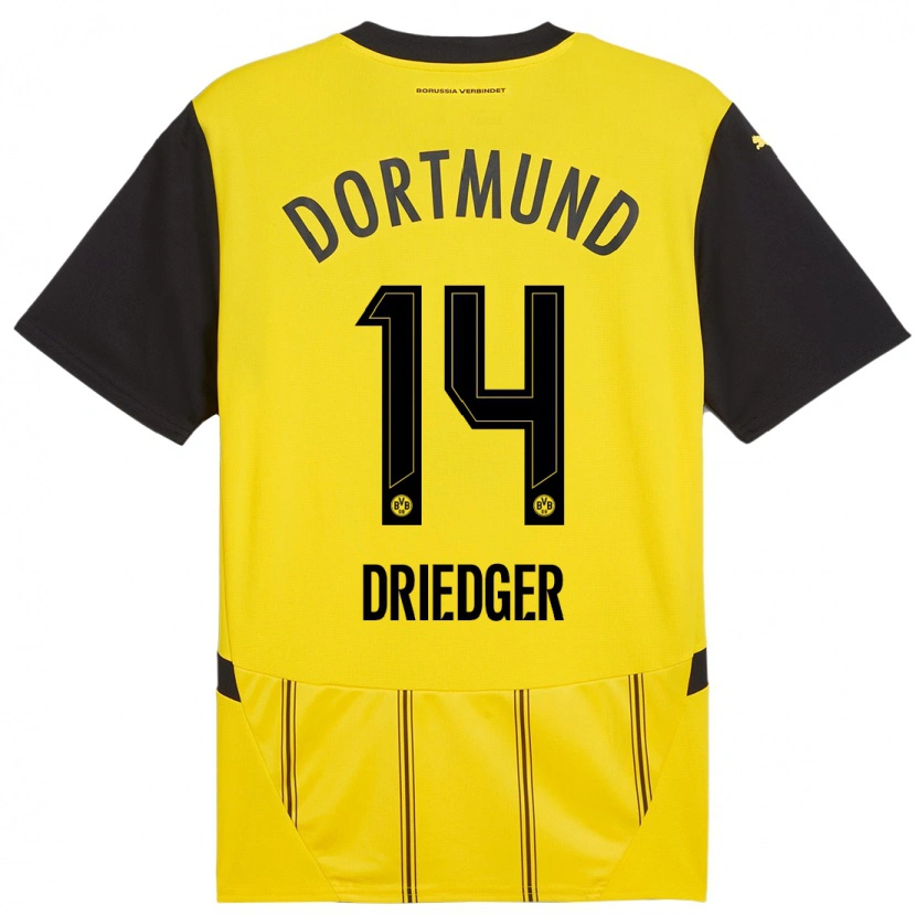 Danxen Hombre Camiseta Julian Driedger #14 Amarillo Negro 1ª Equipación 2024/25 La Camisa