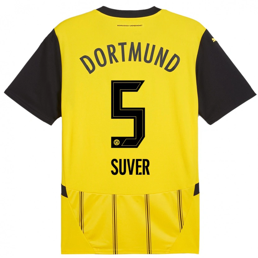 Danxen Hombre Camiseta Mario Suver #5 Amarillo Negro 1ª Equipación 2024/25 La Camisa