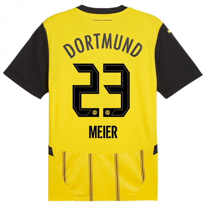 Danxen Hombre Camiseta Maximilian Meier #23 Amarillo Negro 1ª Equipación 2024/25 La Camisa