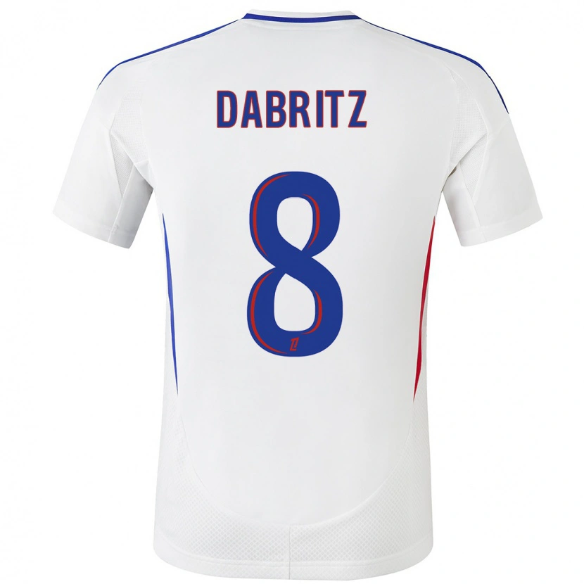 Danxen Hombre Camiseta Sara Däbritz #8 Blanco Azul 1ª Equipación 2024/25 La Camisa