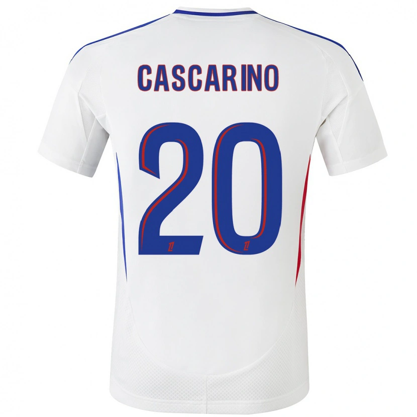 Danxen Hombre Camiseta Delphine Cascarino #20 Blanco Azul 1ª Equipación 2024/25 La Camisa