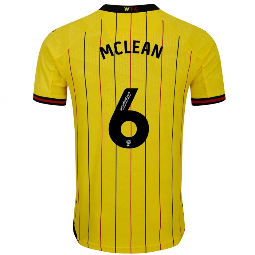 Danxen Hombre Camiseta Sophie Mclean #6 Amarillo Negro 1ª Equipación 2024/25 La Camisa