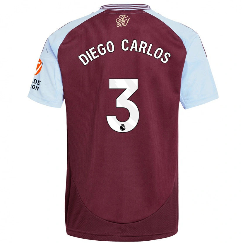 Danxen Hombre Camiseta Diego Carlos #3 Borgoña Azul Cielo 1ª Equipación 2024/25 La Camisa