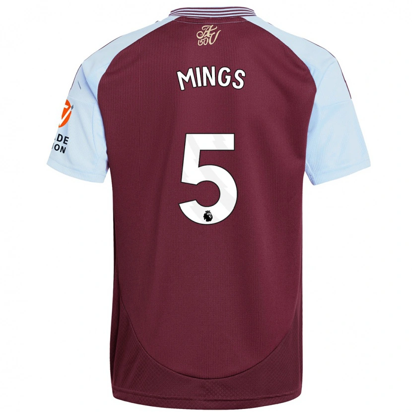 Danxen Hombre Camiseta Tyrone Mings #5 Borgoña Azul Cielo 1ª Equipación 2024/25 La Camisa