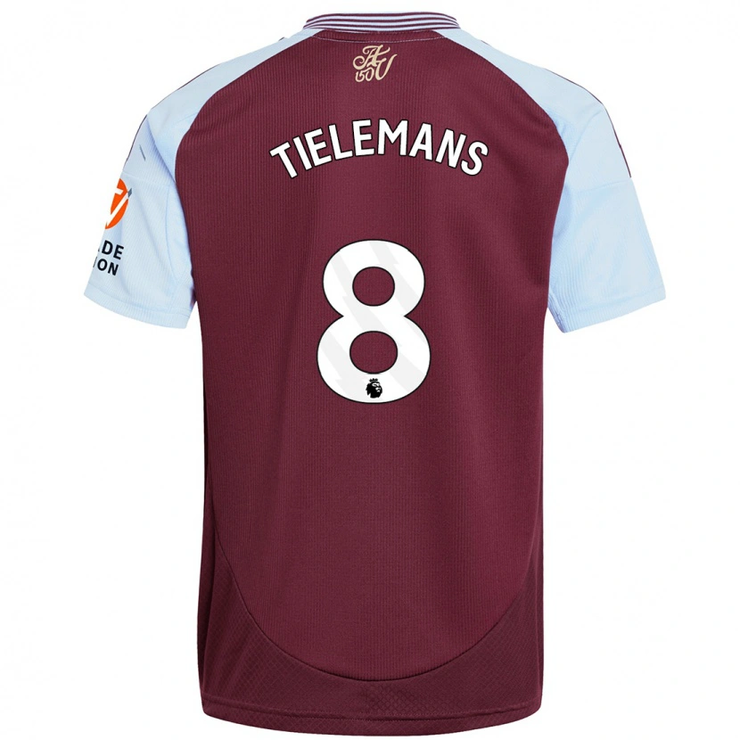 Danxen Hombre Camiseta Youri Tielemans #8 Borgoña Azul Cielo 1ª Equipación 2024/25 La Camisa