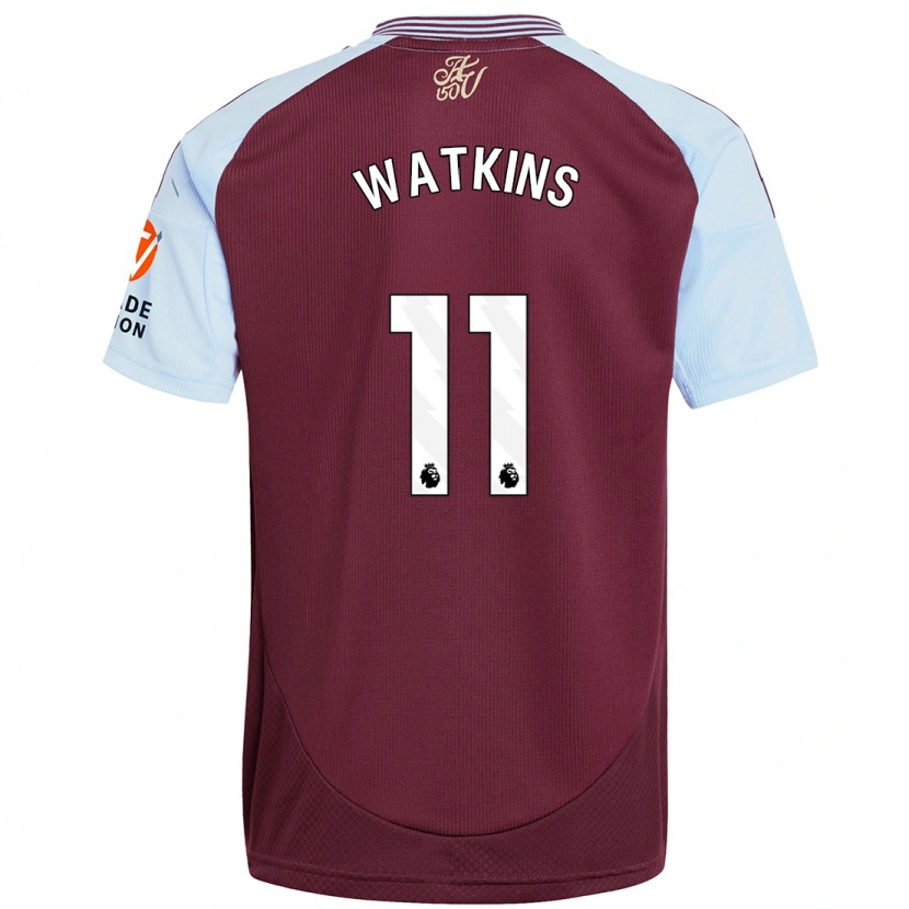 Danxen Hombre Camiseta Ollie Watkins #11 Borgoña Azul Cielo 1ª Equipación 2024/25 La Camisa