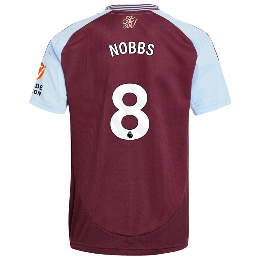 Danxen Hombre Camiseta Jordan Nobbs #8 Borgoña Azul Cielo 1ª Equipación 2024/25 La Camisa