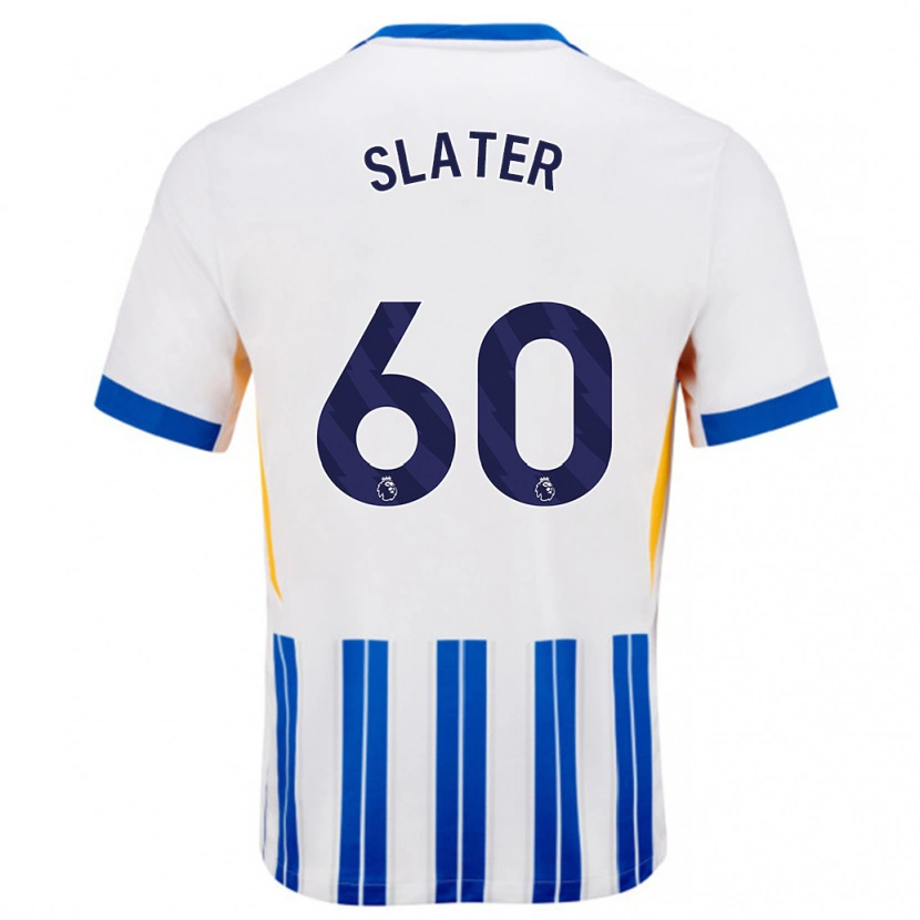 Danxen Hombre Camiseta Jacob Slater #60 Blanco Azul Rayas 1ª Equipación 2024/25 La Camisa