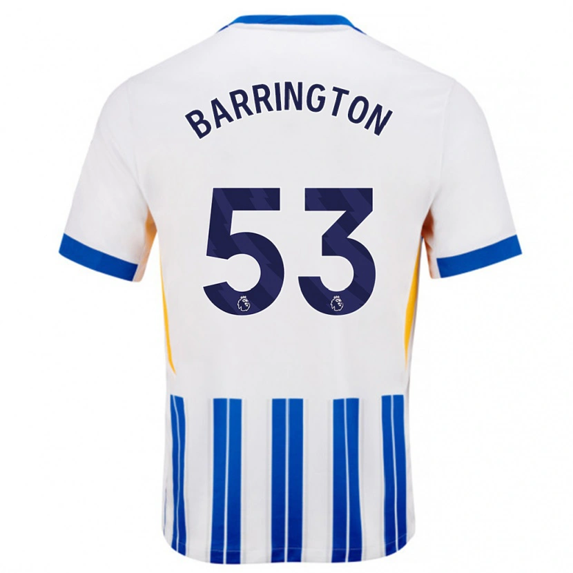 Danxen Hombre Camiseta Luca Barrington #53 Blanco Azul Rayas 1ª Equipación 2024/25 La Camisa
