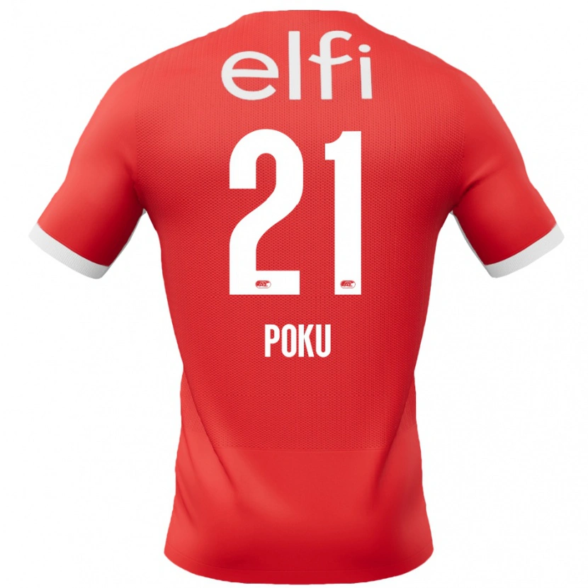 Danxen Hombre Camiseta Ernest Poku #21 Rojo Blanco 1ª Equipación 2024/25 La Camisa
