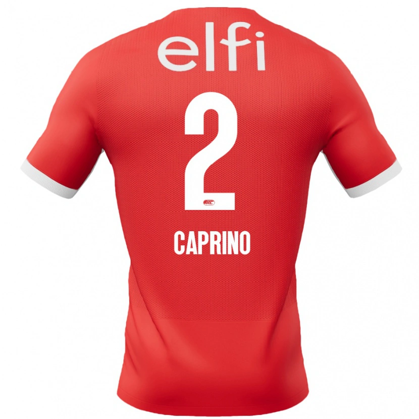 Danxen Hombre Camiseta Ginia Caprino #2 Rojo Blanco 1ª Equipación 2024/25 La Camisa