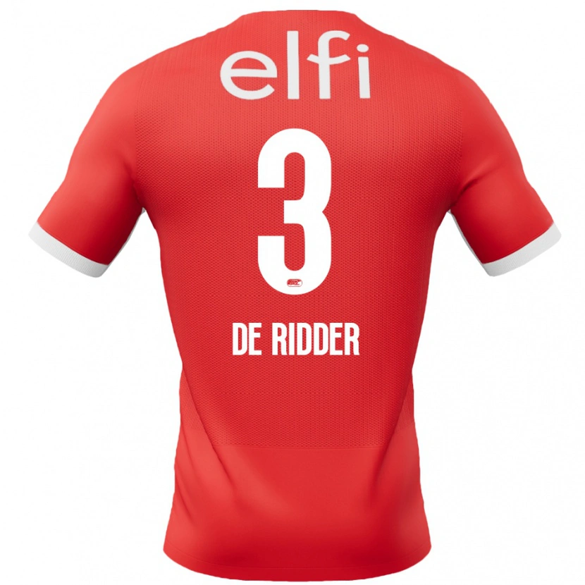 Danxen Hombre Camiseta Djoeke De Ridder #3 Rojo Blanco 1ª Equipación 2024/25 La Camisa