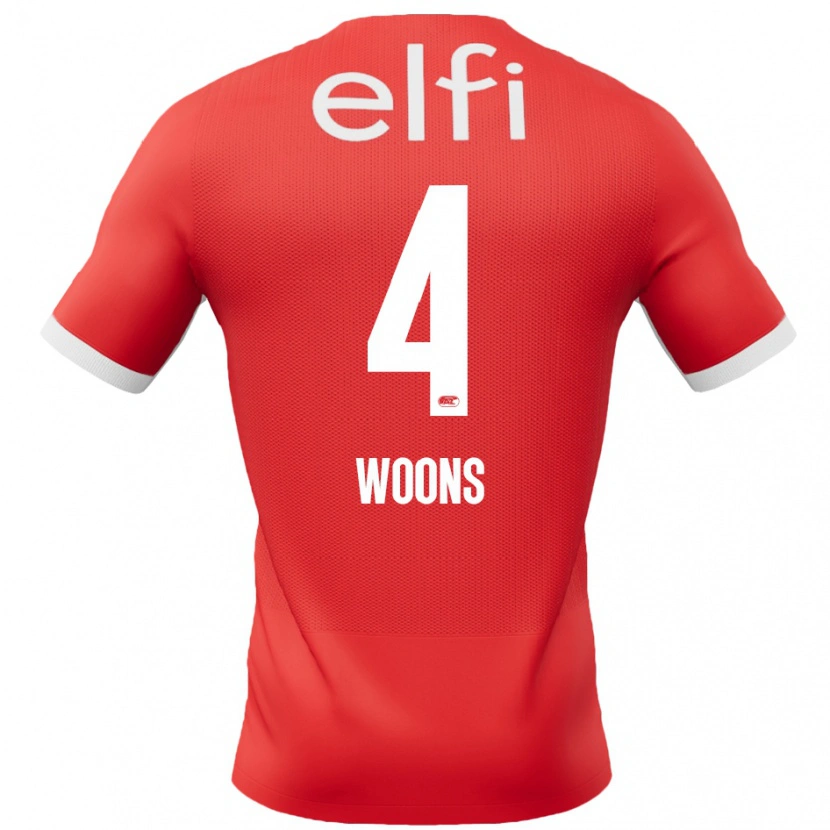 Danxen Hombre Camiseta Karlijn Woons #4 Rojo Blanco 1ª Equipación 2024/25 La Camisa