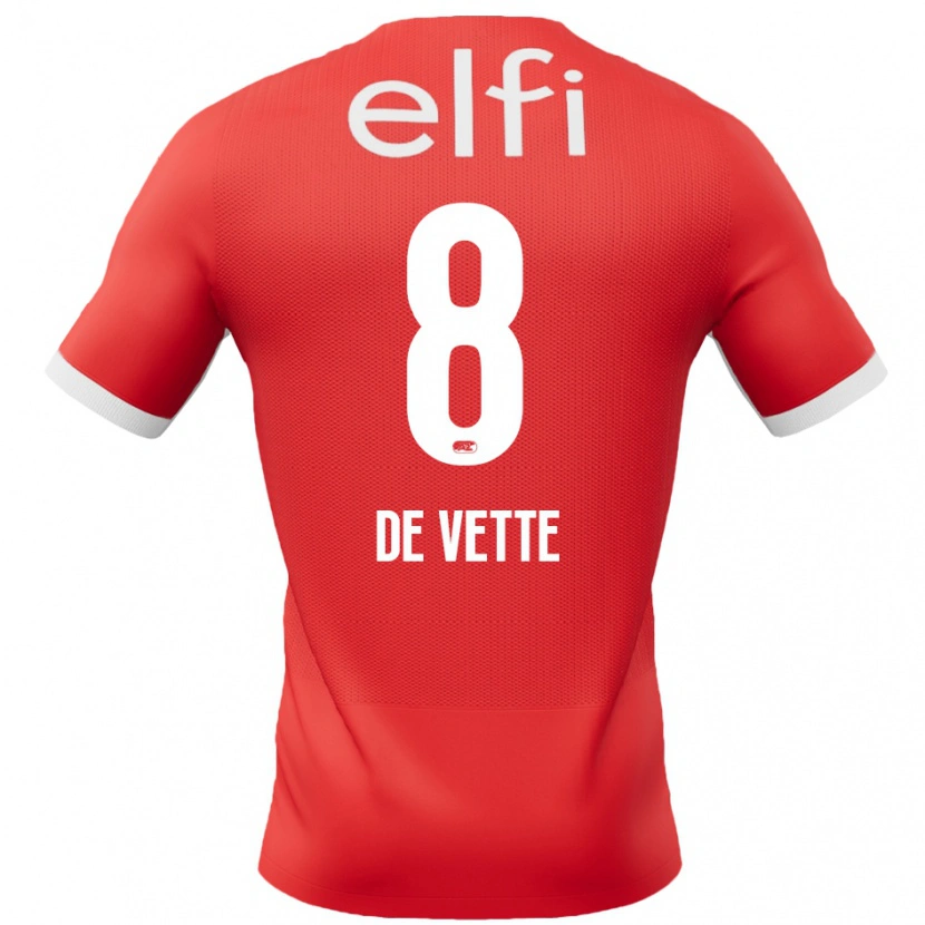 Danxen Hombre Camiseta Manique De Vette #8 Rojo Blanco 1ª Equipación 2024/25 La Camisa