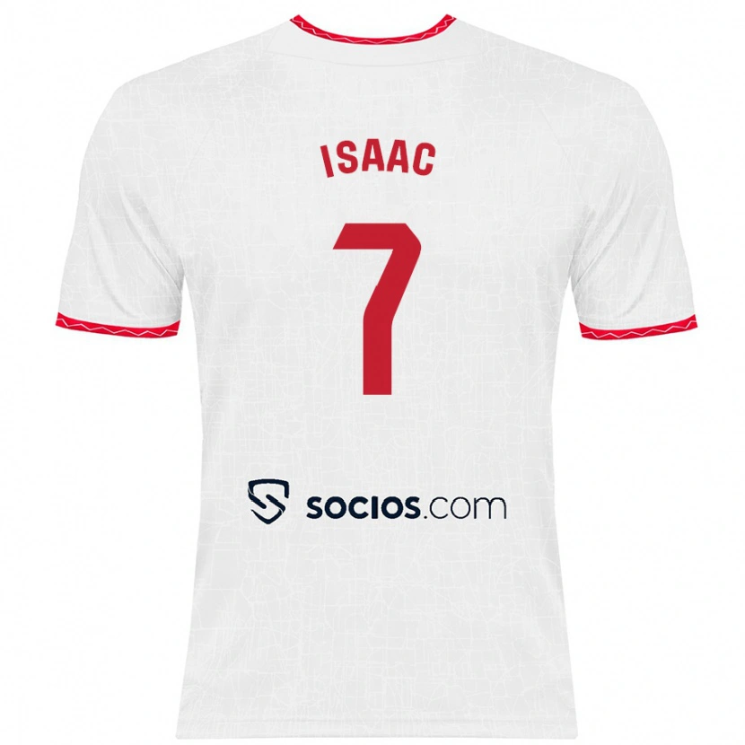 Danxen Hombre Camiseta Isaac Romero #7 Blanco Rojo 1ª Equipación 2024/25 La Camisa