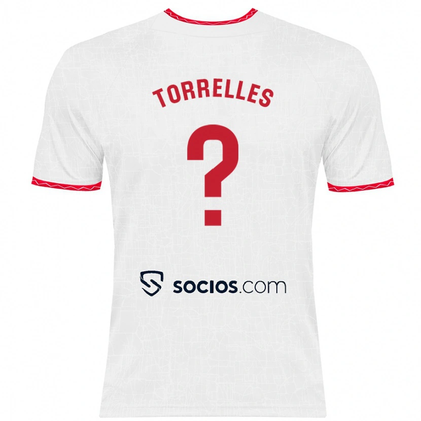 Danxen Hombre Camiseta Genís Torrelles #0 Blanco Rojo 1ª Equipación 2024/25 La Camisa