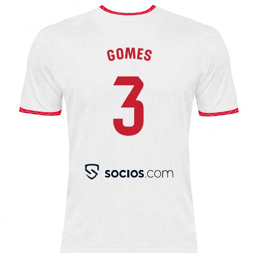 Danxen Hombre Camiseta Diana Gomes #3 Blanco Rojo 1ª Equipación 2024/25 La Camisa
