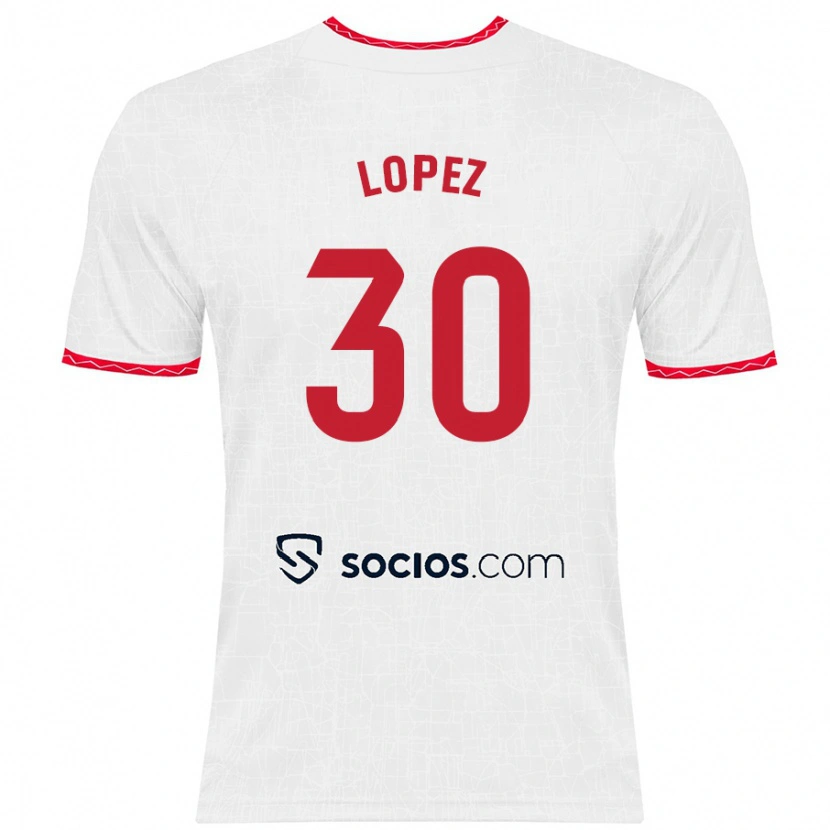 Danxen Hombre Camiseta Alba López #30 Blanco Rojo 1ª Equipación 2024/25 La Camisa