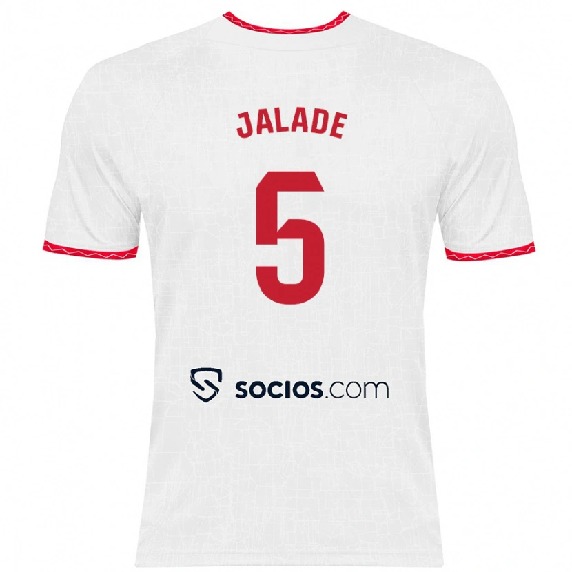 Danxen Hombre Camiseta Robert Jalade #5 Blanco Rojo 1ª Equipación 2024/25 La Camisa