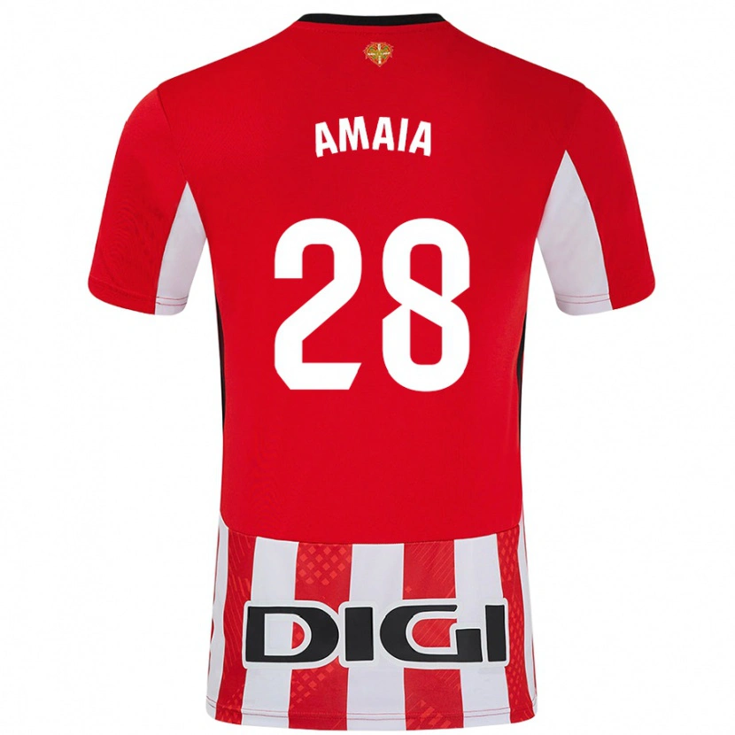 Danxen Hombre Camiseta Amaia Martinez De La Peña #28 Rojo Blanco 1ª Equipación 2024/25 La Camisa