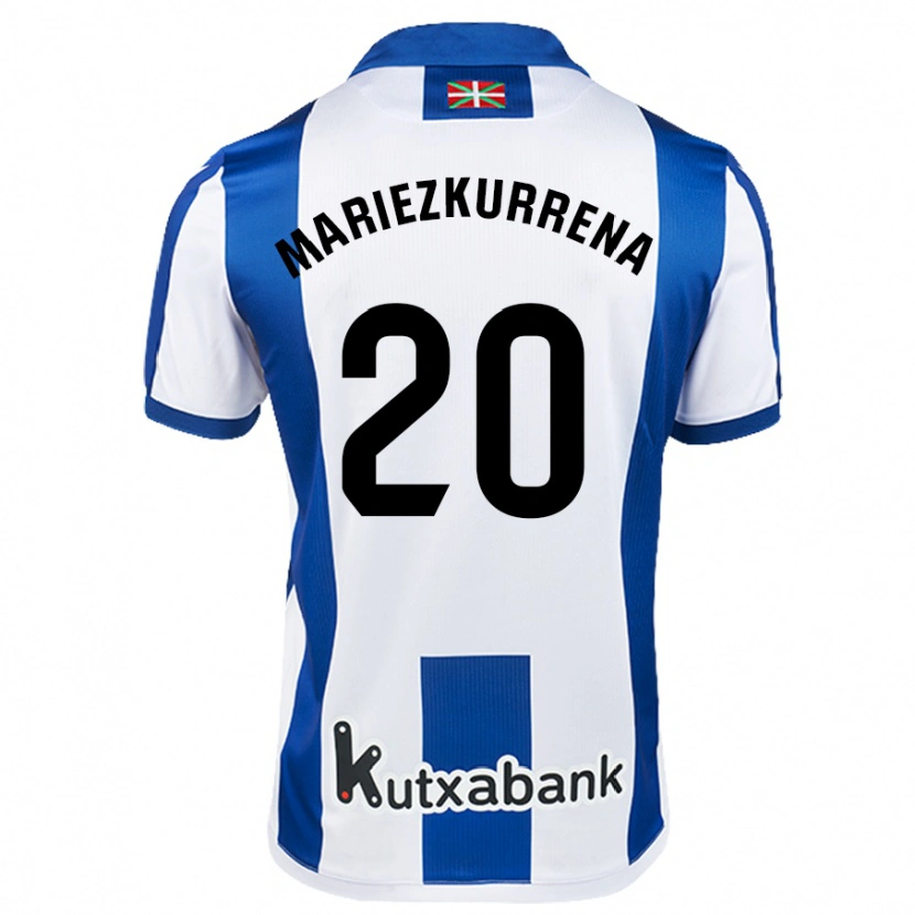 Danxen Hombre Camiseta Arkaitz Mariezkurrena #20 Blanco Azul 1ª Equipación 2024/25 La Camisa