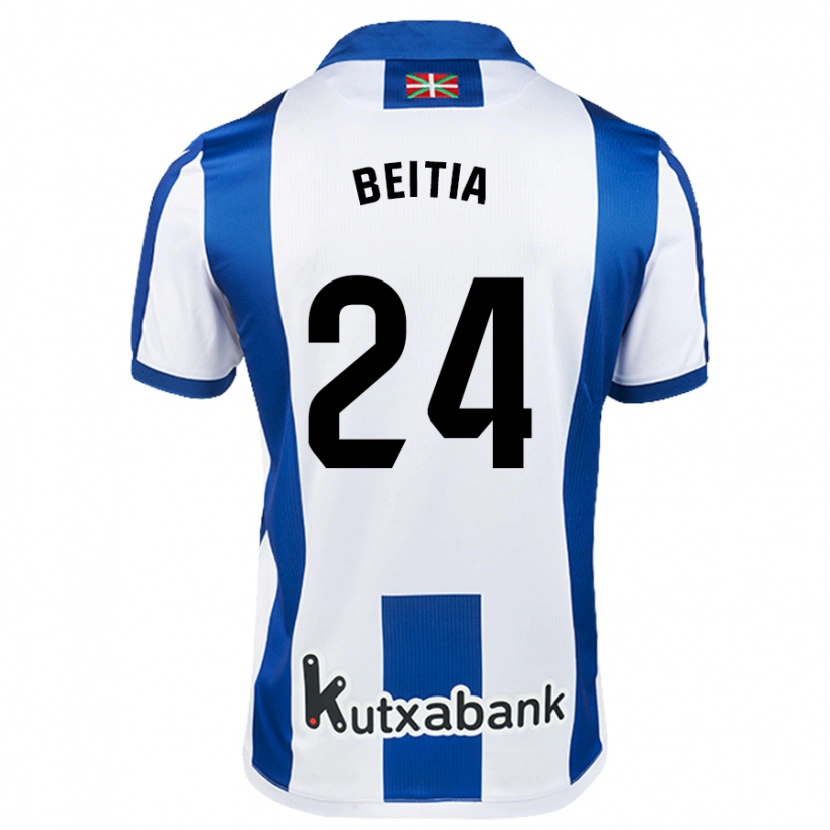 Danxen Hombre Camiseta Luken Beitia #24 Blanco Azul 1ª Equipación 2024/25 La Camisa