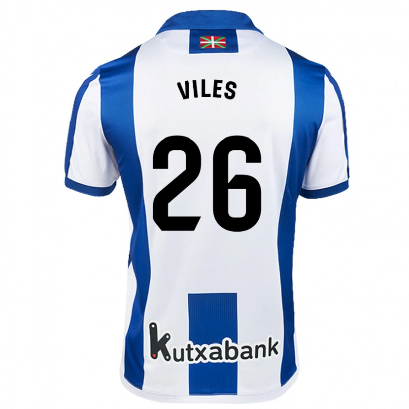 Danxen Hombre Camiseta Elene Viles #26 Blanco Azul 1ª Equipación 2024/25 La Camisa