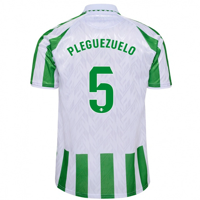 Danxen Hombre Camiseta Xavi Pleguezuelo #5 Verde Rayas Blancas 1ª Equipación 2024/25 La Camisa