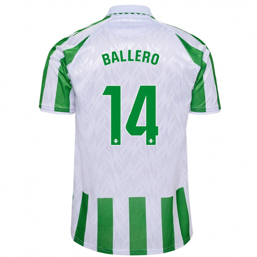 Danxen Hombre Camiseta Sander Ballero #14 Verde Rayas Blancas 1ª Equipación 2024/25 La Camisa
