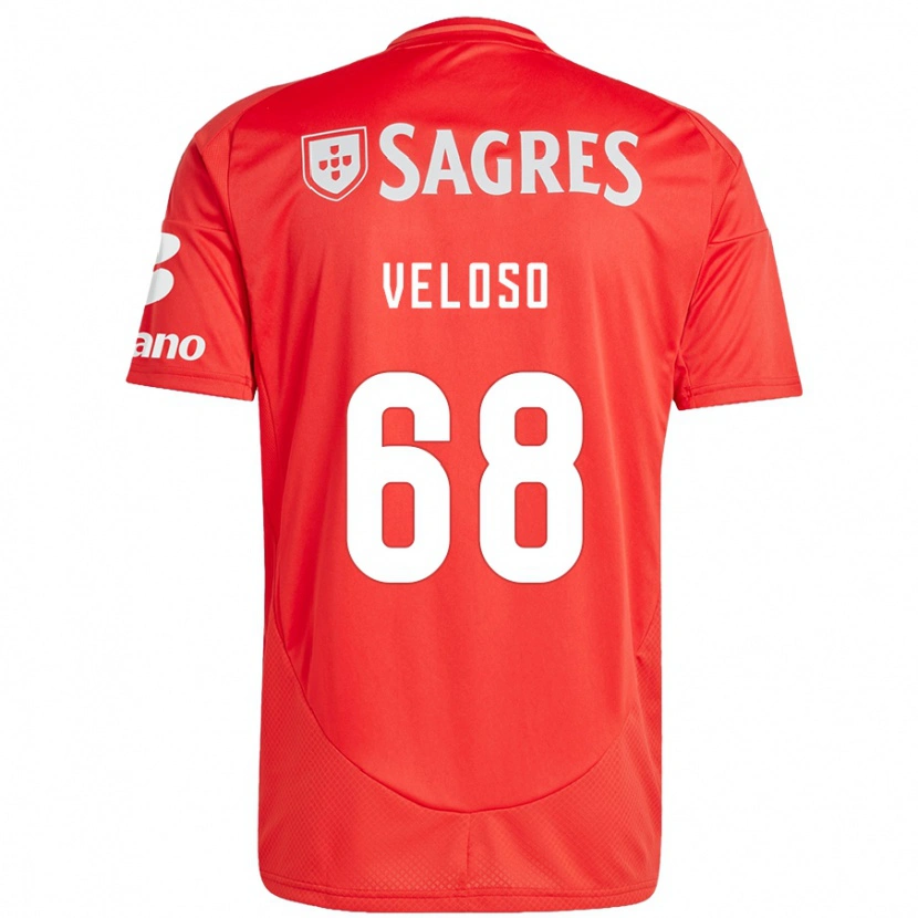 Danxen Hombre Camiseta João Veloso #68 Rojo Blanco 1ª Equipación 2024/25 La Camisa