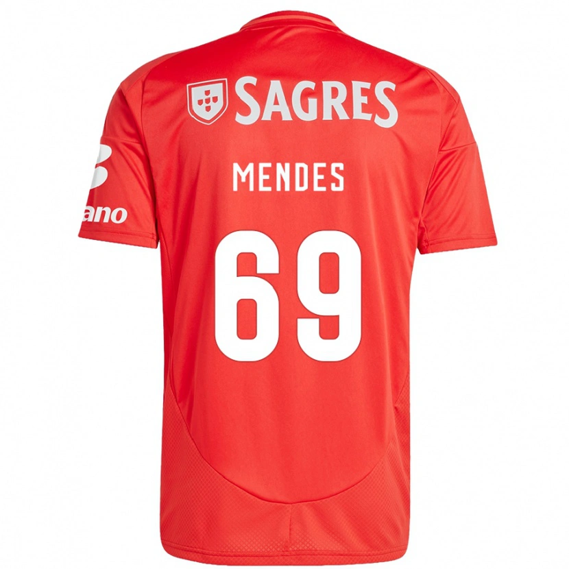 Danxen Hombre Camiseta Vladimir Mendes #69 Rojo Blanco 1ª Equipación 2024/25 La Camisa
