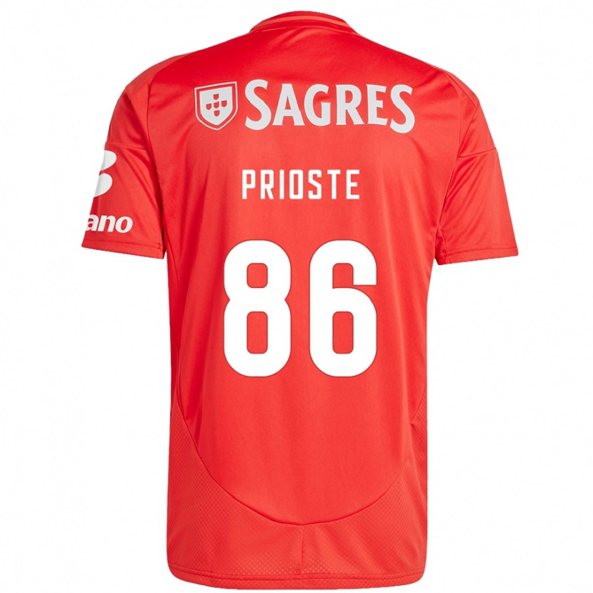Danxen Hombre Camiseta Diogo Prioste #86 Rojo Blanco 1ª Equipación 2024/25 La Camisa