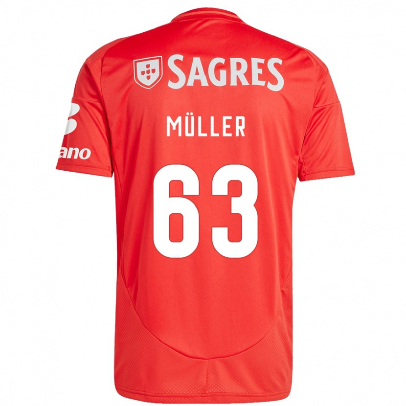 Danxen Hombre Camiseta José Müller #63 Rojo Blanco 1ª Equipación 2024/25 La Camisa