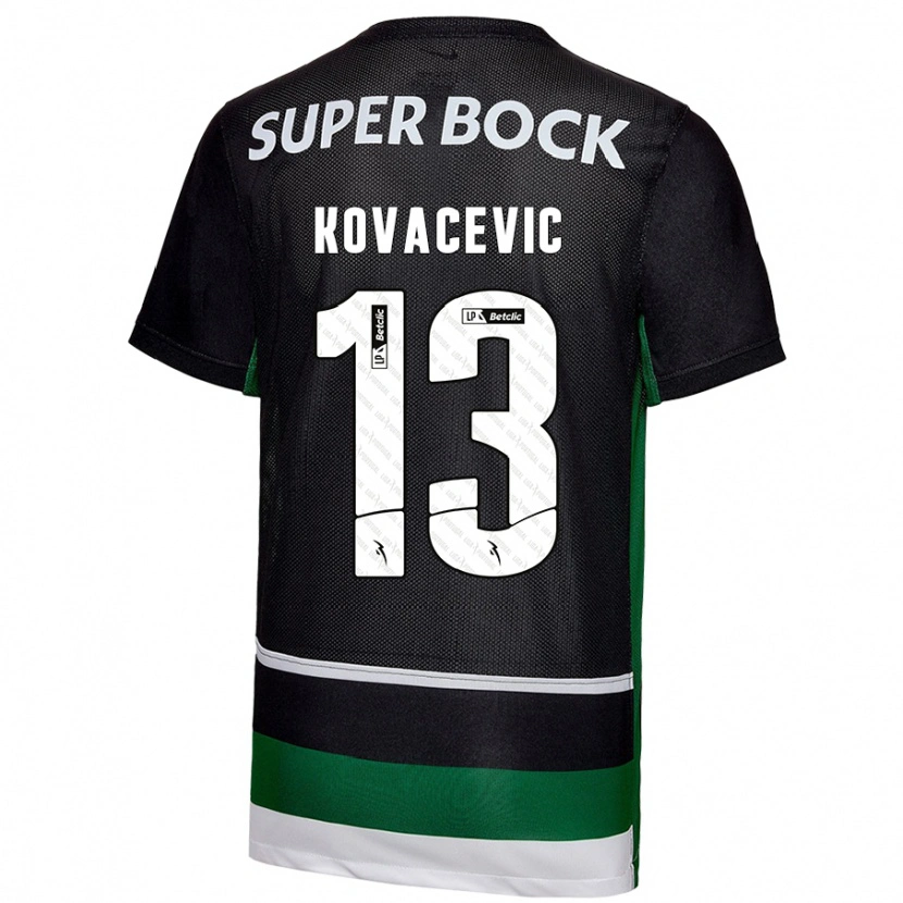 Danxen Hombre Camiseta Vladan Kovacevic #13 Negro Blanco Verde 1ª Equipación 2024/25 La Camisa