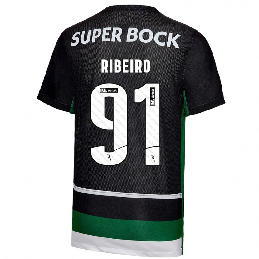 Danxen Hombre Camiseta Rodrigo Ribeiro #91 Negro Blanco Verde 1ª Equipación 2024/25 La Camisa