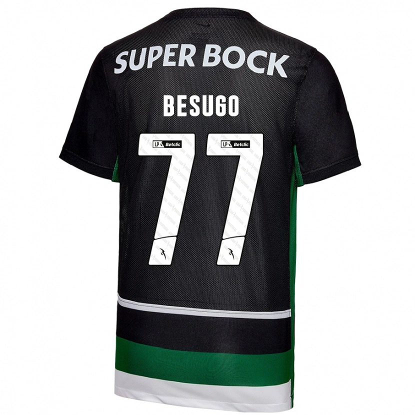 Danxen Hombre Camiseta Rafael Besugo #77 Negro Blanco Verde 1ª Equipación 2024/25 La Camisa