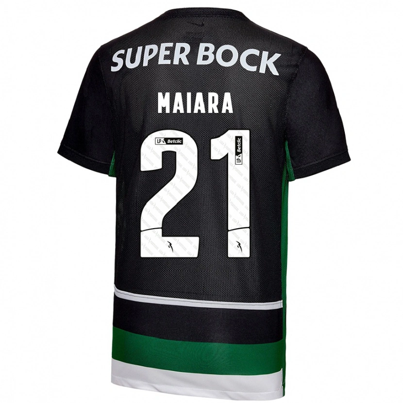 Danxen Hombre Camiseta Maiara Carolina Niehues #21 Negro Blanco Verde 1ª Equipación 2024/25 La Camisa