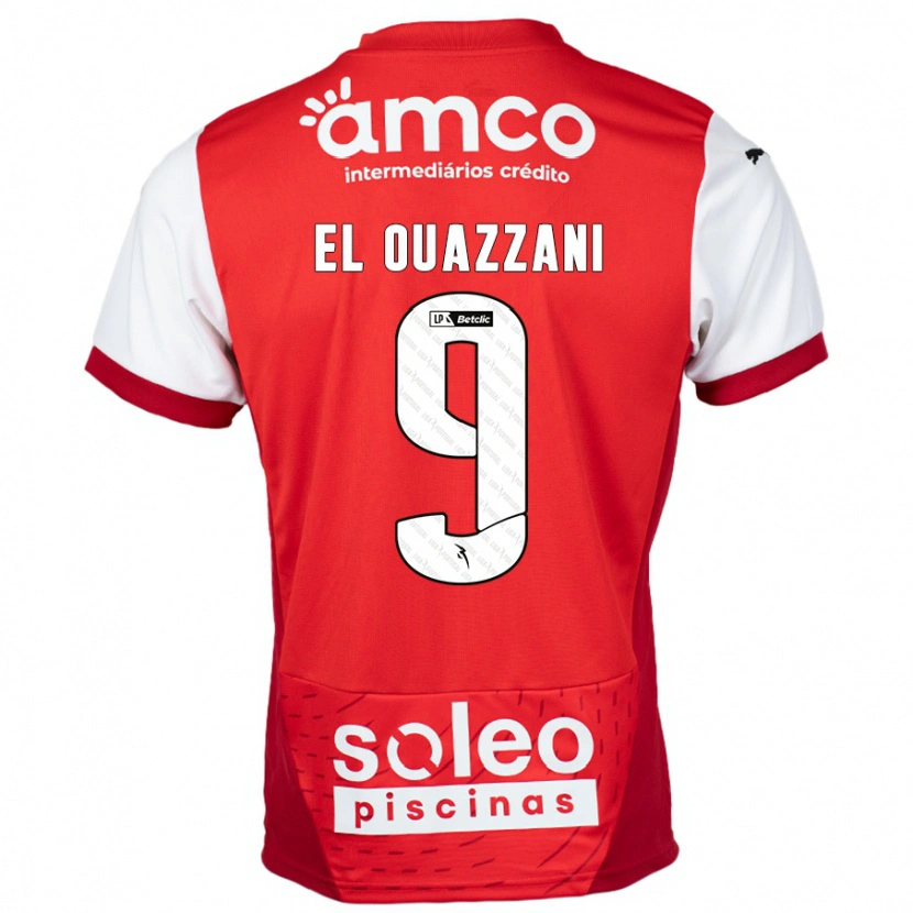 Danxen Hombre Camiseta Amine El Ouazzani #9 Rojo Blanco 1ª Equipación 2024/25 La Camisa
