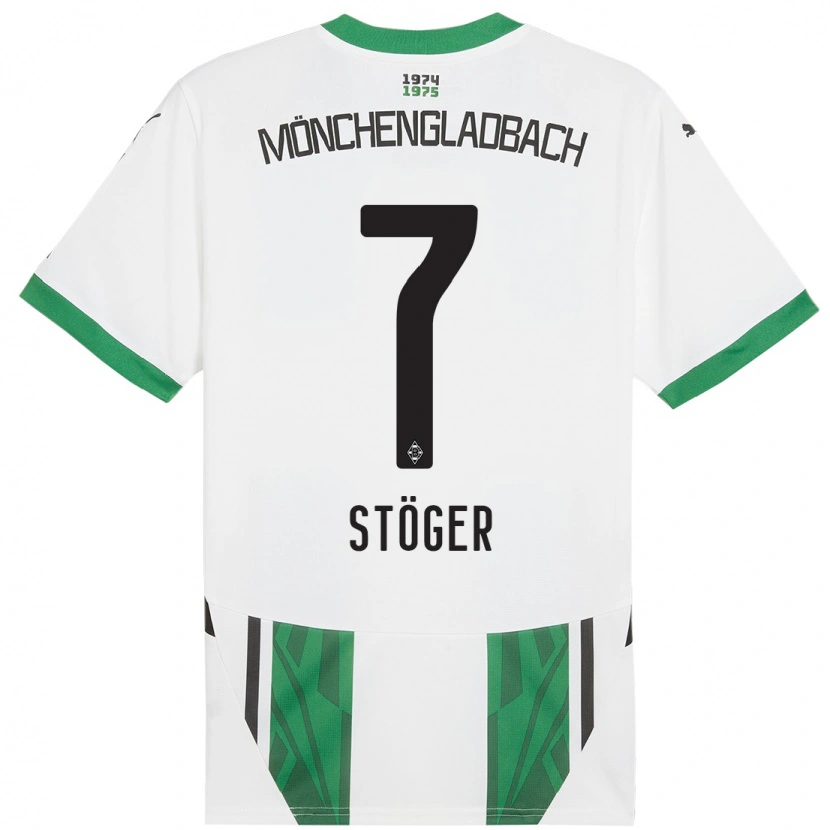 Danxen Hombre Camiseta Kevin Stöger #7 Blanco Verde 1ª Equipación 2024/25 La Camisa