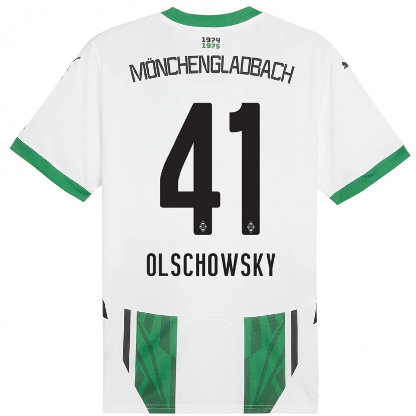 Danxen Hombre Camiseta Jan Olschowsky #41 Blanco Verde 1ª Equipación 2024/25 La Camisa