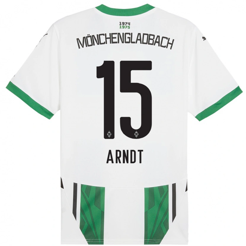 Danxen Hombre Camiseta Leo Arndt #15 Blanco Verde 1ª Equipación 2024/25 La Camisa