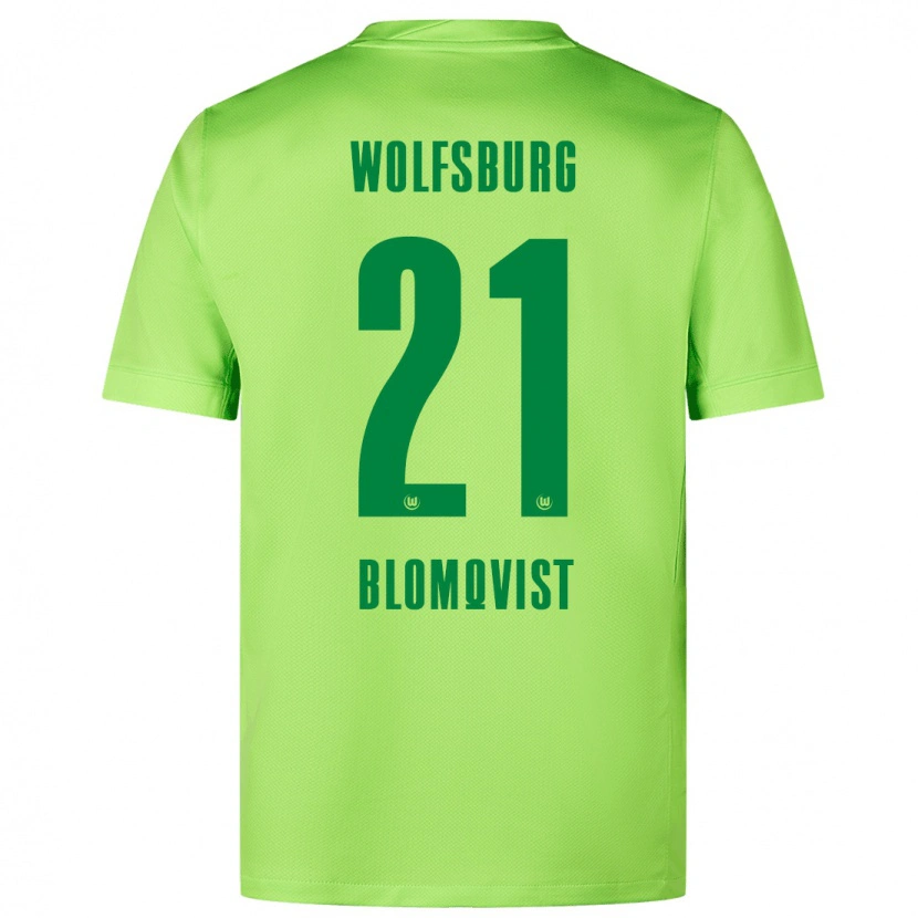 Danxen Hombre Camiseta Rebecka Blomqvist #21 Verde Fluorescente 1ª Equipación 2024/25 La Camisa