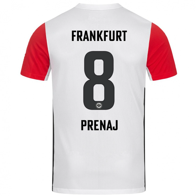 Danxen Hombre Camiseta Christian Prenaj #8 Blanco Rojo 1ª Equipación 2024/25 La Camisa