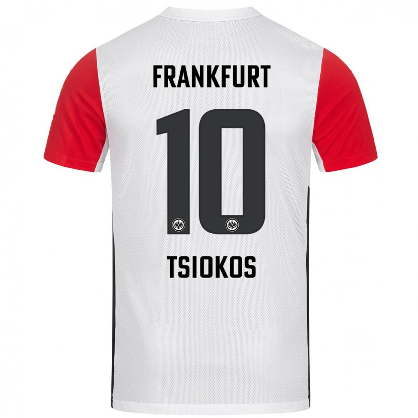 Danxen Hombre Camiseta Leonidas Ilias Tsiokos #10 Blanco Rojo 1ª Equipación 2024/25 La Camisa