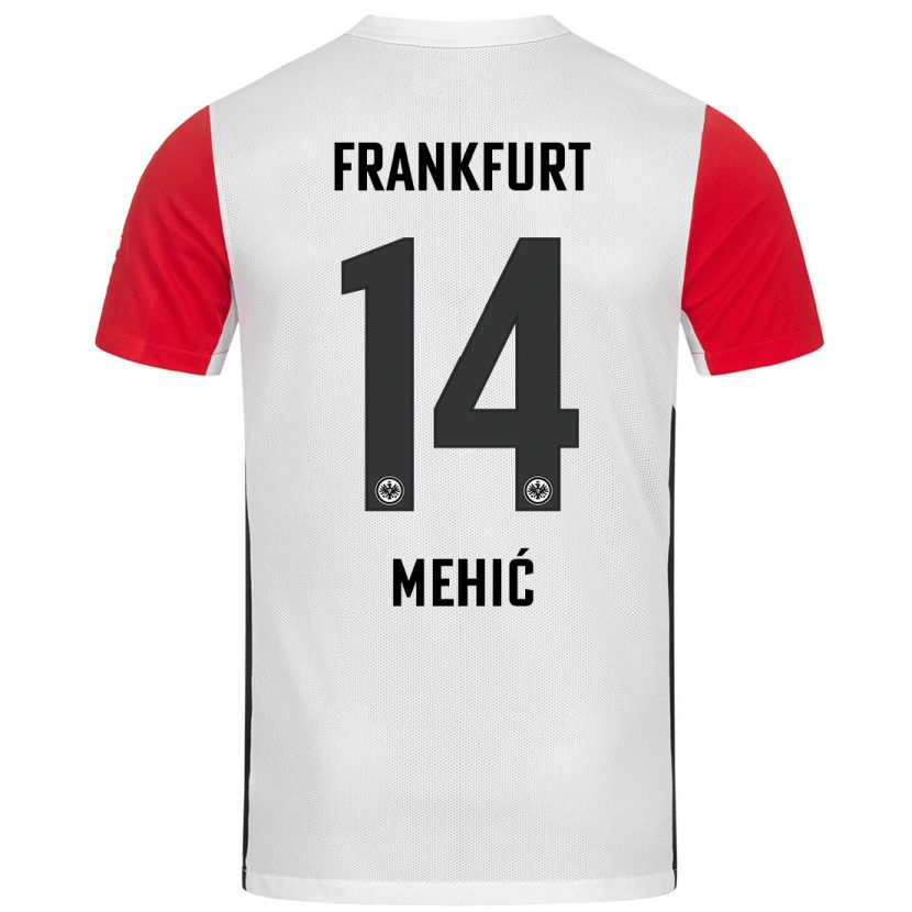 Danxen Hombre Camiseta Liam Mehić #14 Blanco Rojo 1ª Equipación 2024/25 La Camisa