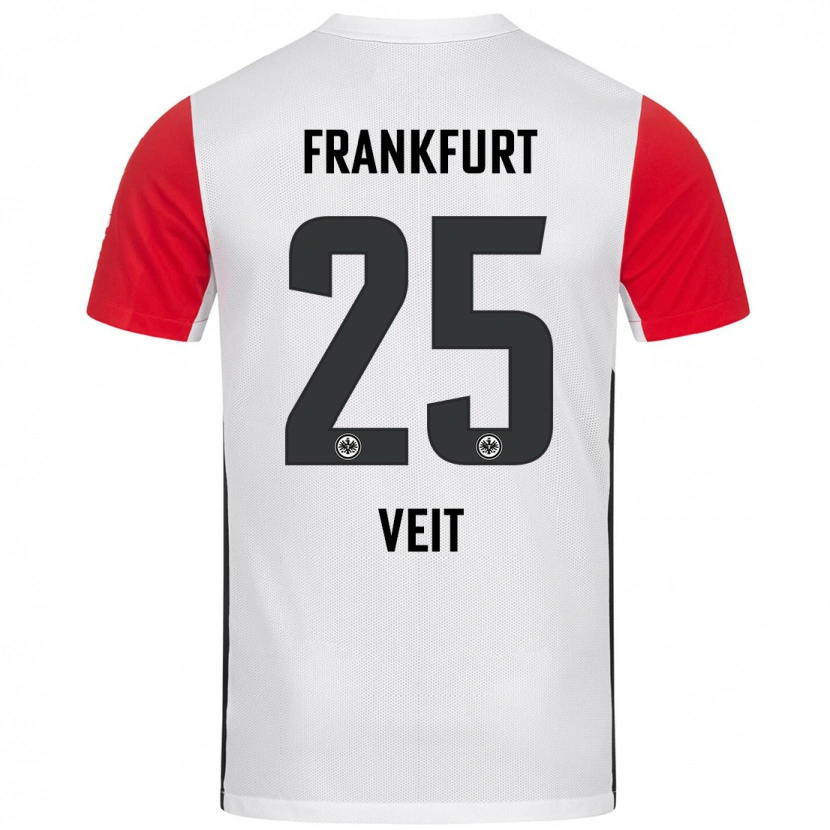 Danxen Hombre Camiseta Jella Veit #25 Blanco Rojo 1ª Equipación 2024/25 La Camisa