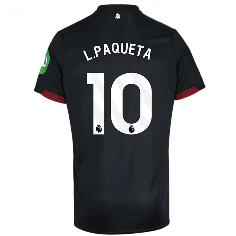 Danxen Hombre Camiseta Lucas Paquetá #10 Negro Blanco 2ª Equipación 2024/25 La Camisa