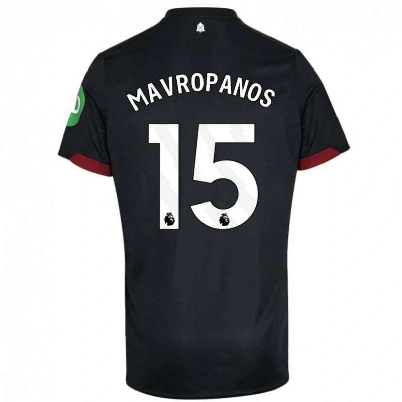 Danxen Hombre Camiseta Konstantinos Mavropanos #15 Negro Blanco 2ª Equipación 2024/25 La Camisa